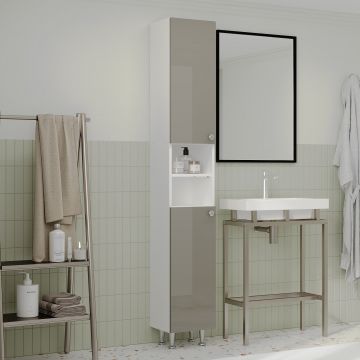 Soldat Baie Zaria, 2 Usi, Gri Lucios/Alb, MDF, L 30 x l 27 x H 190 cm