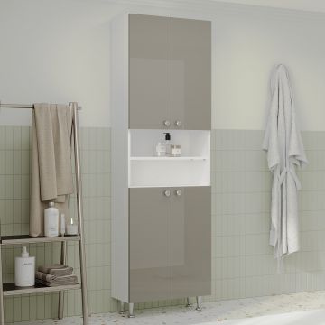 Soldat Baie Zaria, 4 Usi, Gri Lucios/Alb, MDF, L 60 x l 27 x H 190 cm