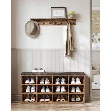 Bancuta hol cufar cu depozitare, Vasagle, Maro, 104x30.3x48 cm