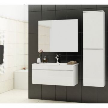 Coloana mobilier suspendat Oristo Horyzont alb cu usa stanga 150x40 cm