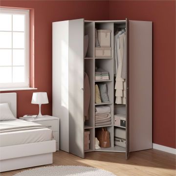 Dulap colt ARONA 129, A50, H195, 2U, Alb Portelan, Nuc Warmia