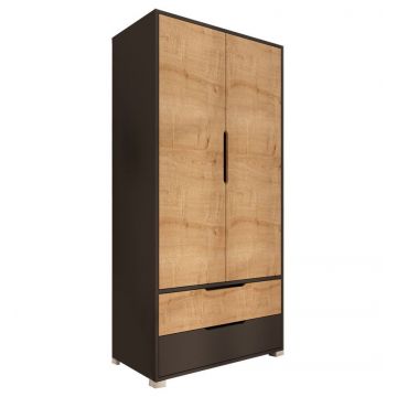 Dulap cu 2 usi Forx stejar melaminat - gri inchis 90x45x180cm