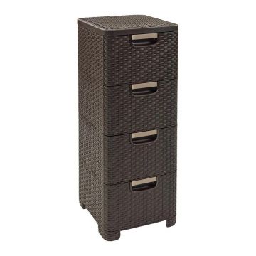 Dulap de baie maro închis înalt din plastic 33x79 cm Rattan – Curver