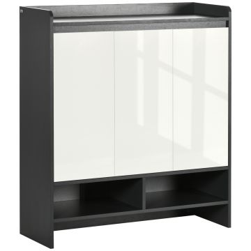 Dulap de incaltaminte pentru intrare din PAL pentru 24 Perechi cu Rafturi Reglabile pe 3 Niveluri, 90x32x100 cm, Gri si Alb HOMCOM | Aosom Romania