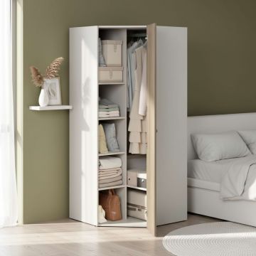 Dulap depozitare colt ARONA 84, A50, H195, 1U, Alb Portelan, Oak