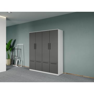 Dulap dormitor Alb+Gri Levi C06