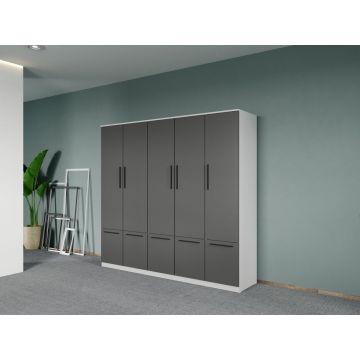 Dulap dormitor Alb+Gri Levi C08