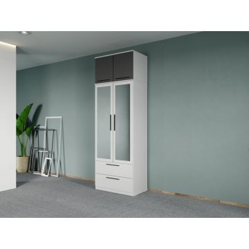 Dulap dormitor Alb+Gri Levi C14