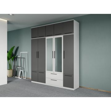 Dulap dormitor Alb+Gri Levi C20