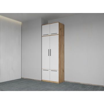 Dulap dormitor Alb+Stejar Levi C13