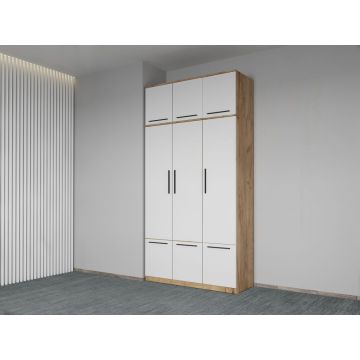 Dulap dormitor Alb+Stejar Levi C15