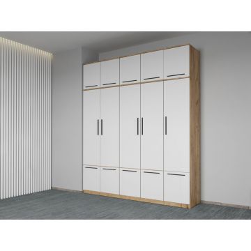 Dulap dormitor Alb+Stejar Levi C19