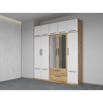Dulap dormitor Alb+Stejar Levi C20