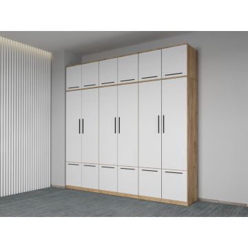 Dulap dormitor Alb+Stejar Levi C21