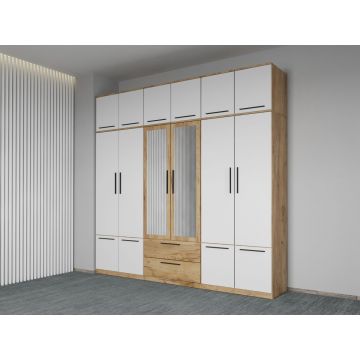 Dulap dormitor Alb+Stejar Levi C22