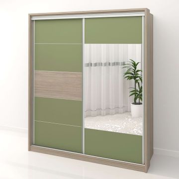 Dulap dormitor PRIMAVERA 185, H205, cu oglinda k3, Oak, Pesto
