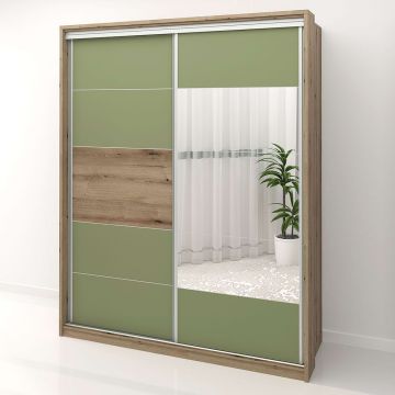Dulap dormitor PRIMAVERA 185, H225, cu oglinda k3, Stejar, Pesto