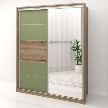 Dulap dormitor PRIMAVERA 185, H225, cu oglinda k5, Stejar, Pesto