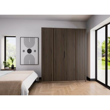 Dulap KAJA EV/EV-BL 4LAM, 200x61.9x239 cm, Stejar Evoke/Stejar Evoke si Negru
