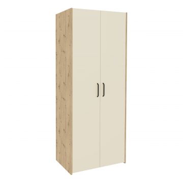 Dulap Malmo, 2 Usi, cu polite, Stejar Artisan/Argila, 81 x 52 x 200 cm