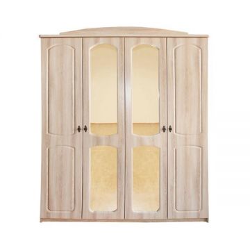 Dulap Roma 4 usi cu oglinzi 180 x 55 x 220 cm Mdf Sonoma
