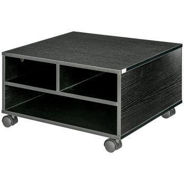 HOMCOM Cabinet pentru Imprimantă cu 2 Rafturi, Birou din Lemn și Cabinet de studiu cu Roți, 47x40x22.5 cm, Negru | Aosom Romania