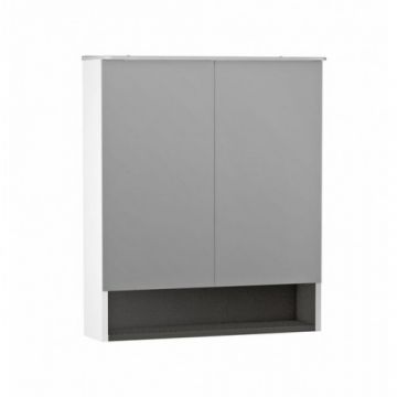 Oglinda LED cu dulap Oristo Beryl, 2 usi, alb mat 60x71 cm