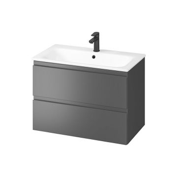 Set mobilier suspendat cu lavoar, Cersanit, Moduo 80, antracit