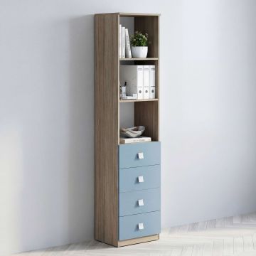 Dulap birou bibliorafturi LINEA 45, 4 Sertare, Denim