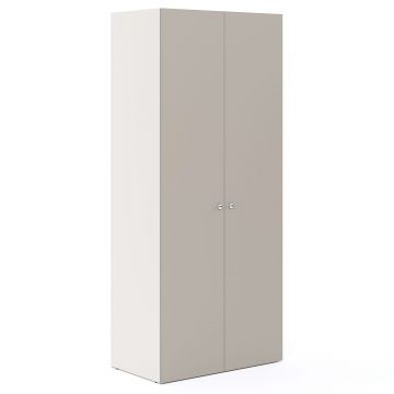 Dulap haine ARONA 90, A50, H210, 2U, Alb Portelan, Gri Piatra