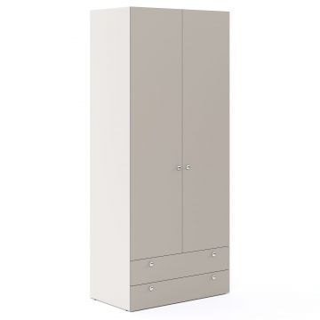Dulap haine ARONA 90, A50, H210, 2U2S, Alb Portelan, Gri Piatra