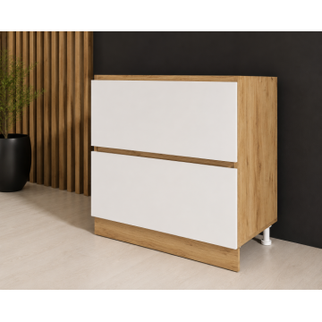 Corp inferior bucatarie Chelsea 2 sertare Stejar K003 Acril Alb80x49x82 cm