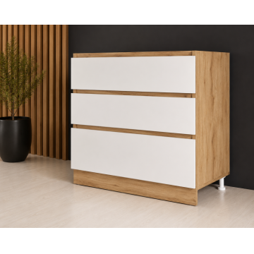 Corp inferior bucatarie Chelsea 3 sertare Stejar K003 Acril Alb 80x49x82 cm