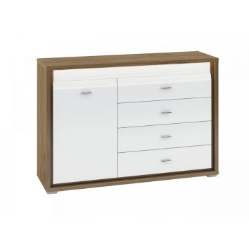 Dallas 03 (Comoda) Walnut/White High Gloss