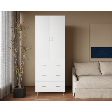 Dulap, 2U-3S, 70x35x180 cm, Alb