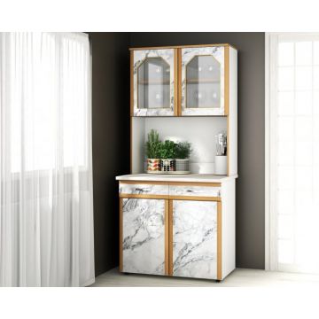 Dulap 90 Pal, Alb+Pietra Bianco 91x33 60x197 cm
