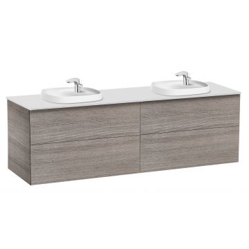 Dulap baza Roca Beyond cu patru sertare pentru doua lavoare in blat 160cm stejar city