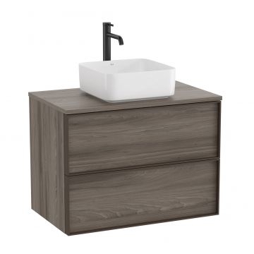 Dulap baza Roca Inspira pentru lavoare pe blat doua sertare 80cm maro magnolia