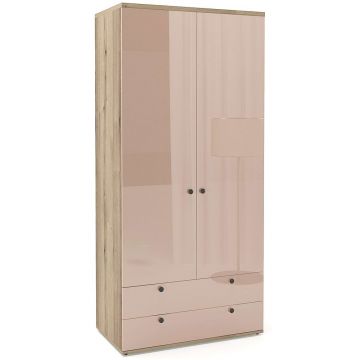 Dulap haine PRIMAVERA 90, H200, 2U2S, bara umerase, Stejar, Cappuccino Gloss
