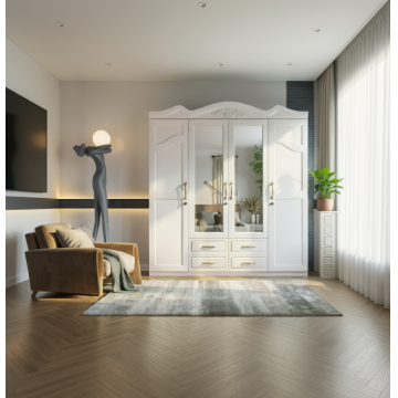 Dulap ZQW-034 MDF - 4U 4S, 200x52x215 cm, Alb