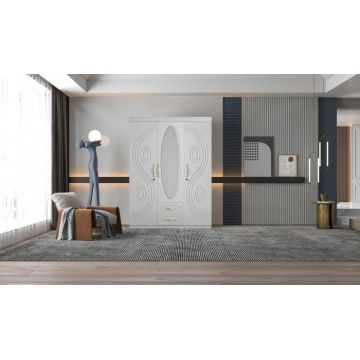 Dulap ZQW-037 MDF - 3U+2S, 150x50x200 cm, Alb