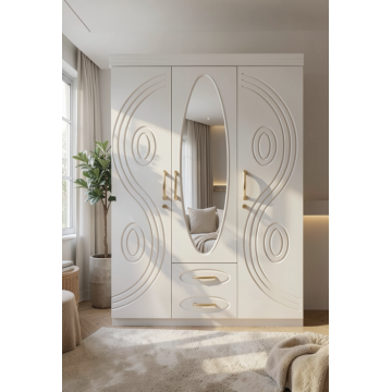 Dulap ZQW-037 MDF - 3U+2S, 150x50x200 cm, Alb