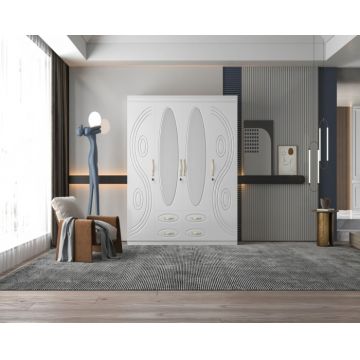 Dulap ZQW-038 MDF - 4 Usi 4 Sertare 200x50x200 cm Alb