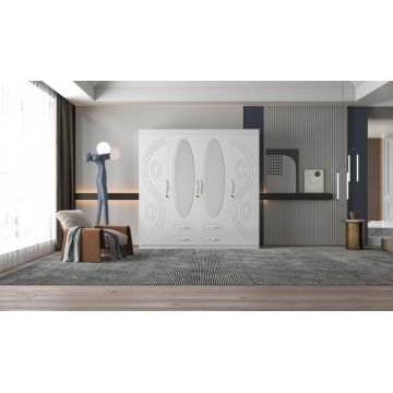 Dulap ZQW-038 MDF - 4U 4S, 200x50x200 cm, Alb