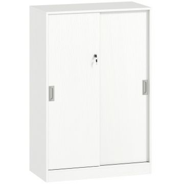HOMCOM Dulap Birou cu 3 Rafturi și 2 Chei de Siguranță, 80x40x120 cm, Alb | Aosom Romania