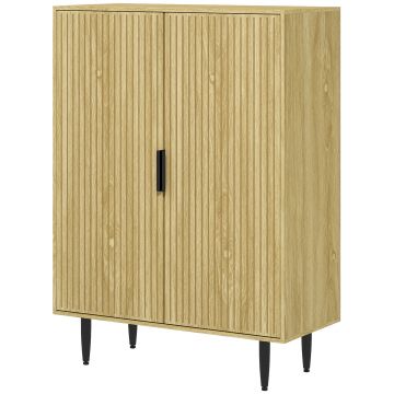 HOMCOM Dulap de Depozitare pentru Pantofi, Dulap pentru  Intrare pe 5 Niveluri cu Rafturi Reglabile și Picioare Metalice, 80x38x110 cm, Stejar