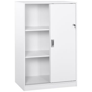 HOMCOM Dulap pentru birou cu 3 rafturi si 2 chei de siguranta, mobilier pentru birou din PAL, 80x40x120 cm, alb