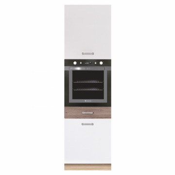 Soldat 60 pentru cuptor ECO-20D, corp stejar sonoma, fronturi alb lucios + stejar sanremo, 60x58x211 cm
