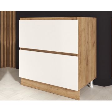 Corp inferior bucatarie Chelsea 2 sertare Stejar K003 Acril Alb 90x49x82 cm