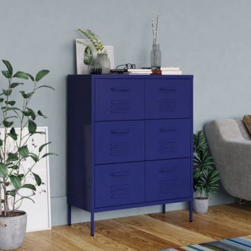 Dulap cu sertare, bleumarin, 80x35x101,5 cm, oțel